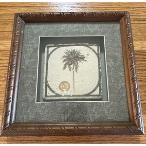 Set Of 2 David Nichols Prime Design Corp Royal Palm Tree Tile Art Shadow Box 8x8
